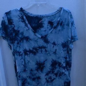 Light blue and navy blue Aero shirt.